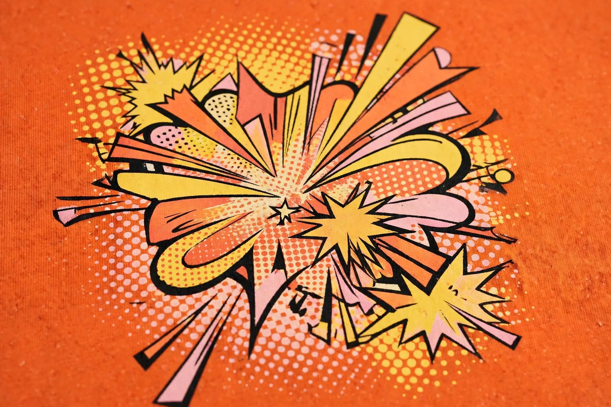 Men Orange Pop Graphic Oversized T-Shirt