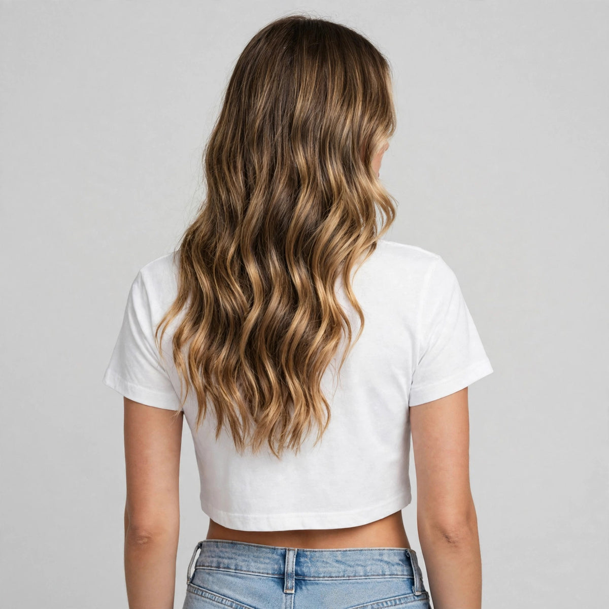 Calling All Pretty Girls Graphic Crop Top – 180 GSM – worn by actress, back view