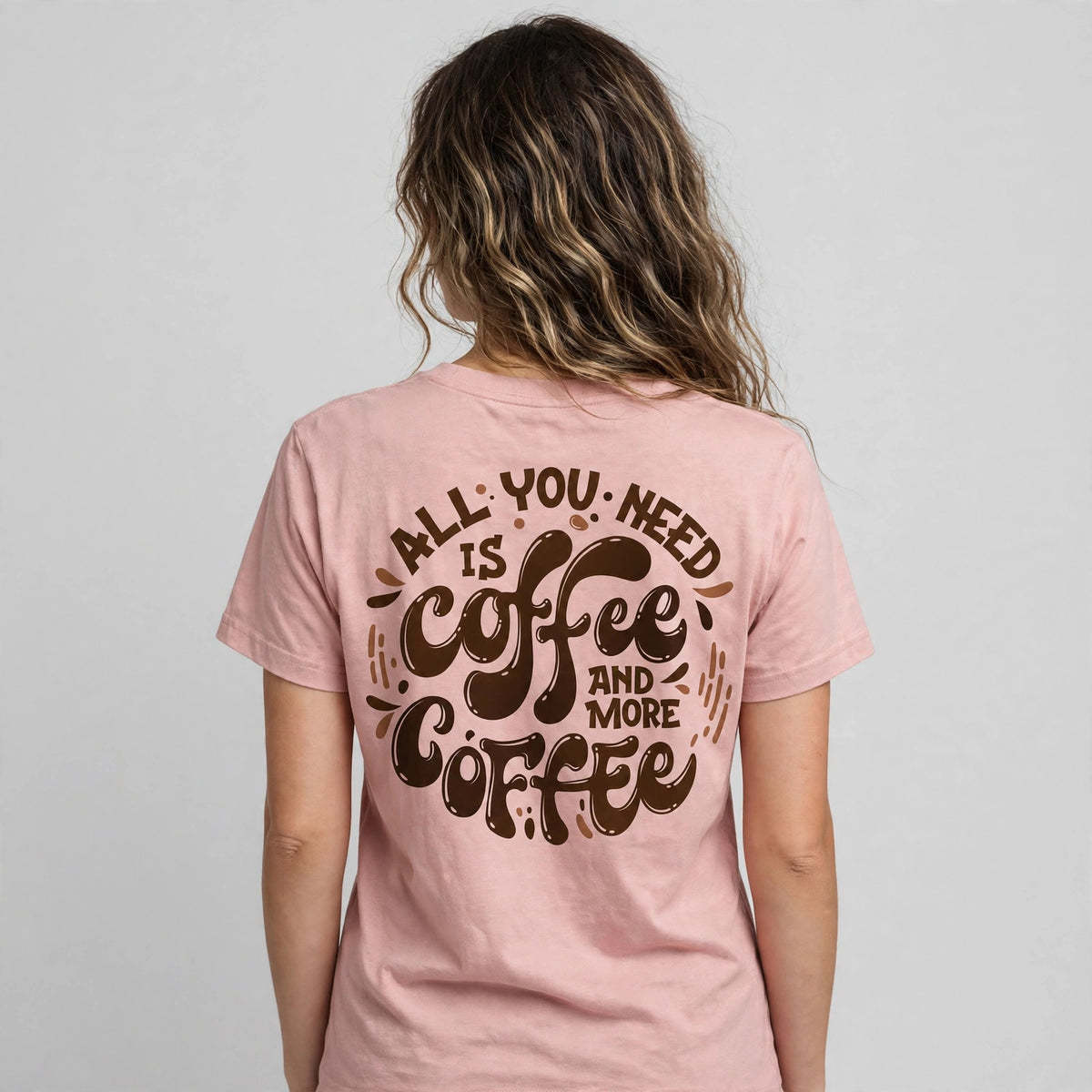 Coffee O'Clock Minimal Tee – Half Sleeve 180 GSM – worn by actress, back view