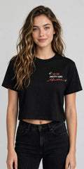 Pretty Girl Mantra Graphic Crop Top – 180 GSM – worn by actress, front view