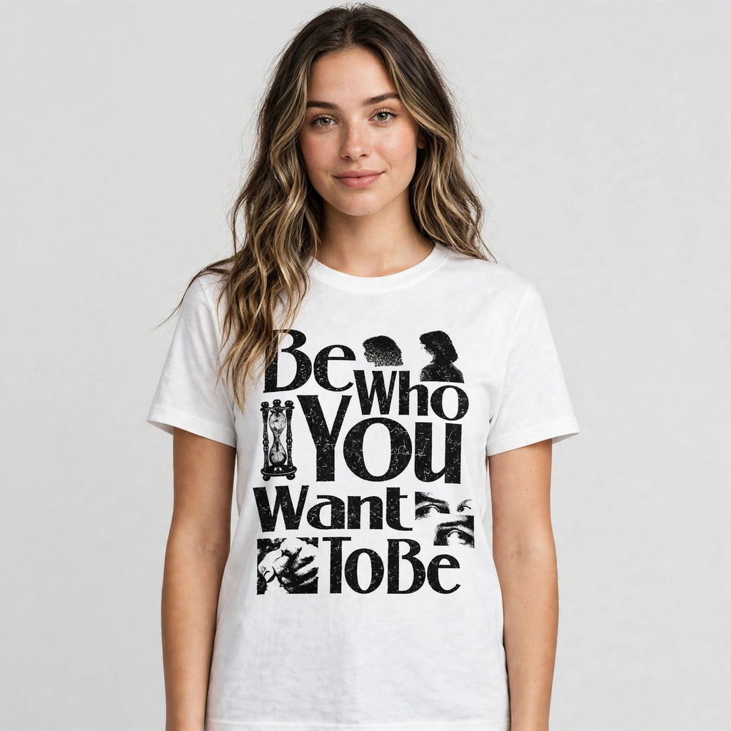 Be Who You Want To Be Tee – Half Sleeve 180 GSM – worn by actress, front view