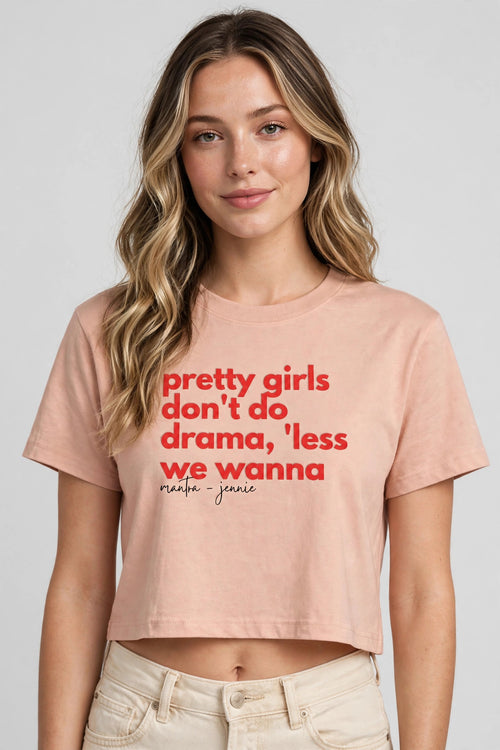 Less We Wanna Graphic Crop Top – 180 GSM – worn by actress, front view