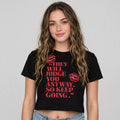 Keep Going Graphic Crop Top – 180 GSM – worn by actress, front view