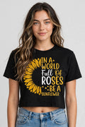Sunflower Graphic Crop Top – 180 GSM – worn by actress, front view