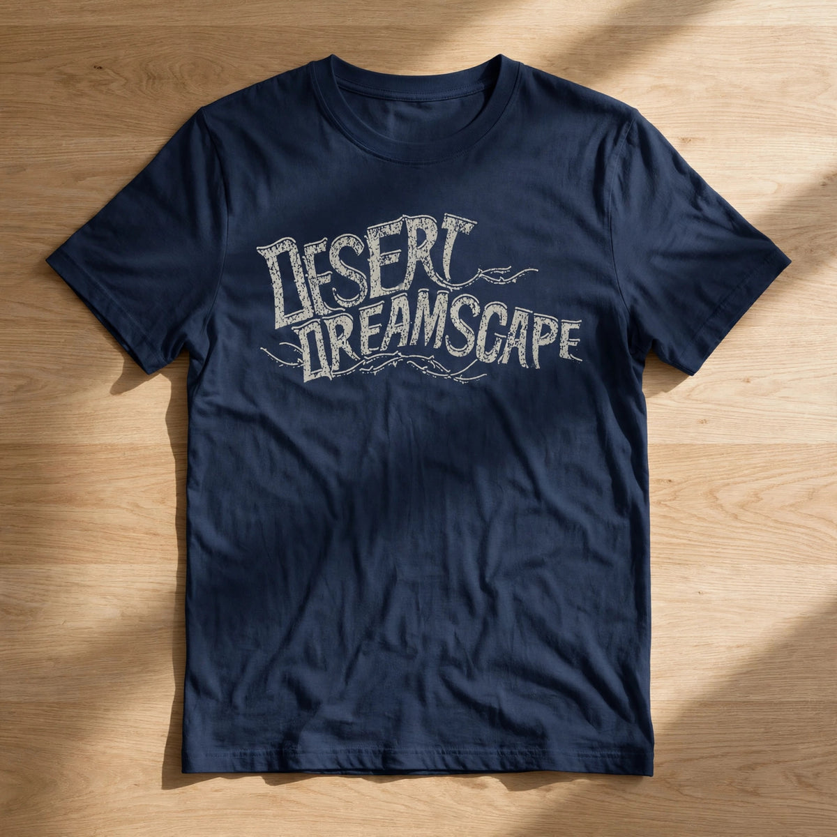 Desert Dreamscape Vintage Tee – Half Sleeve 180 GSM – flat-lay on table