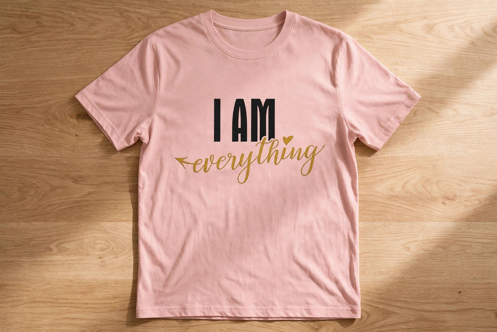 I Have / I Am Couple T-Shirt Set – 180 GSM – women's flat-lay on table