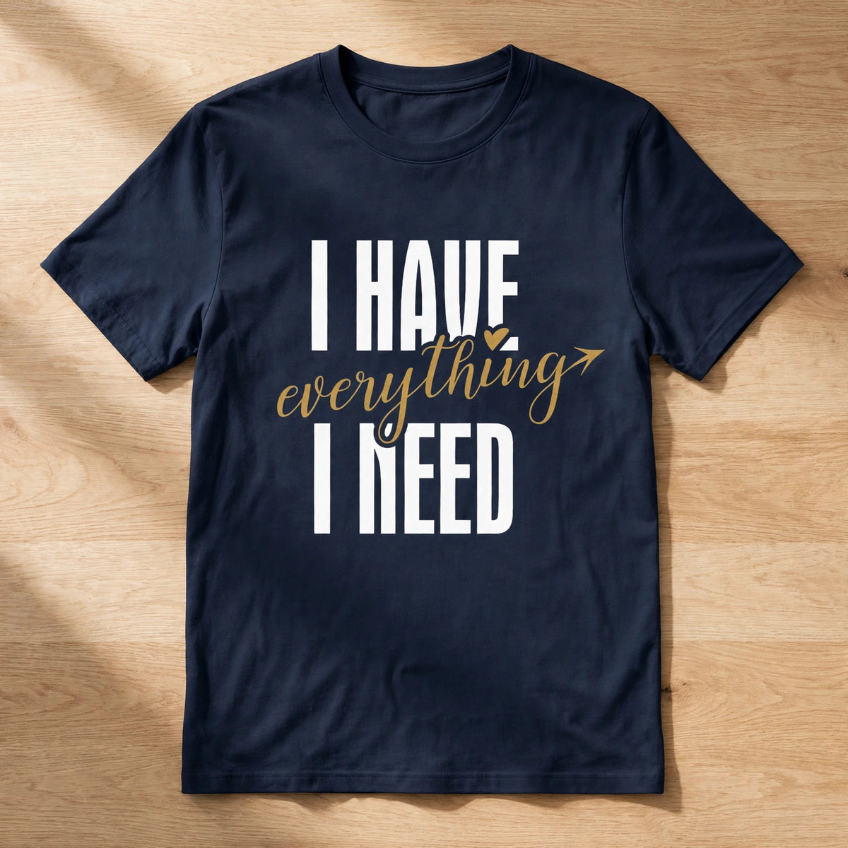 I Have / I Am Couple T-Shirt Set – 180 GSM – men's flat-lay on table
