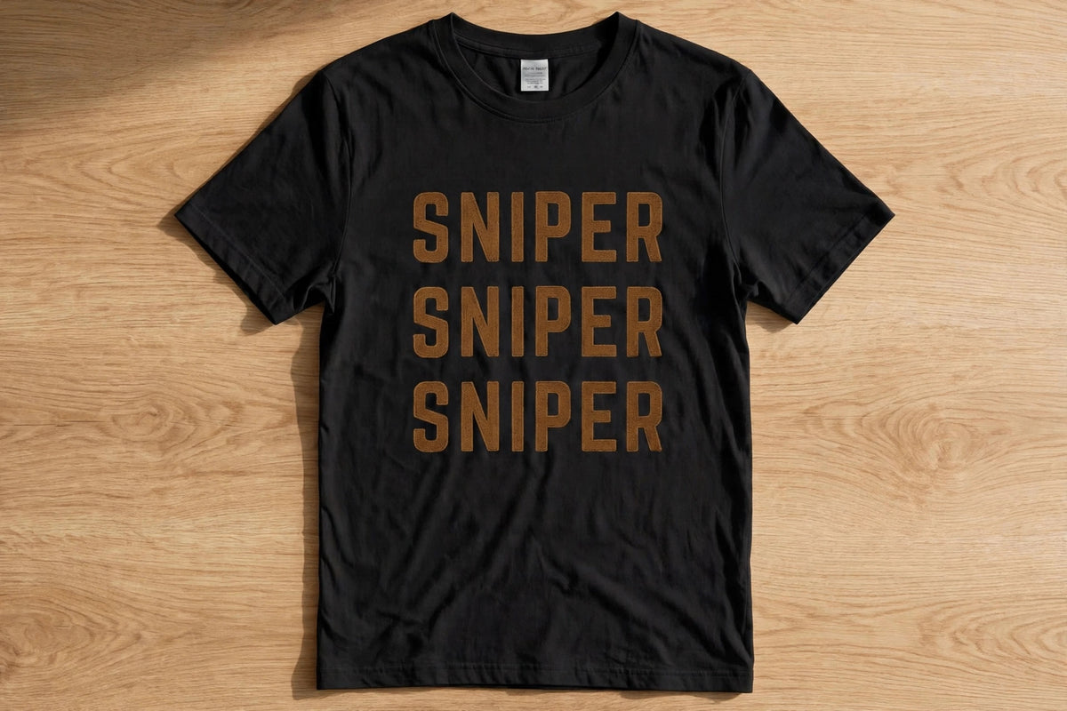 Sniper / Wifey Couple T-Shirt Set – 180 GSM – SNIPER flat-lay on table
