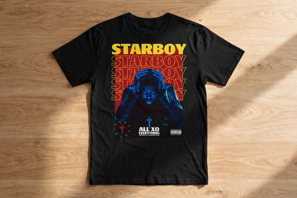 Starboy / Stargirl Couple T-Shirt Set – 180 GSM – STARBOY flat-lay, back side up