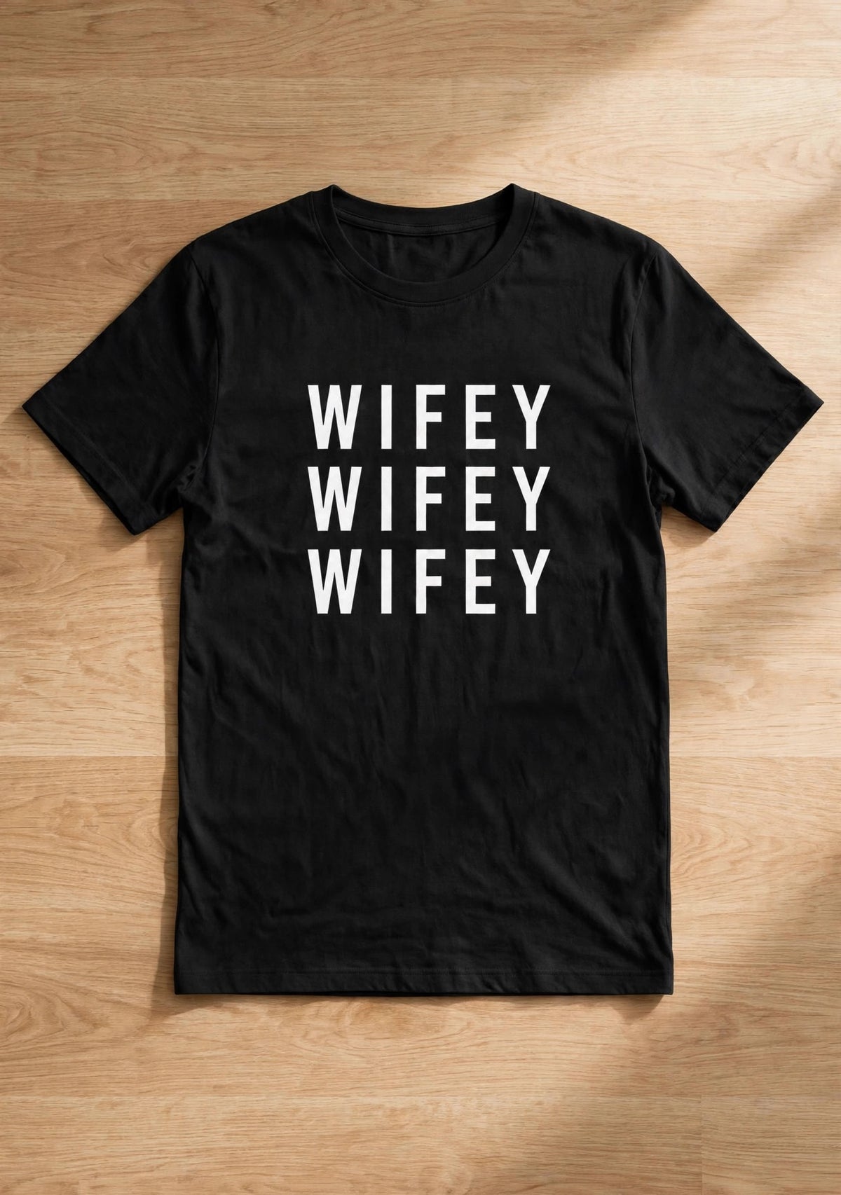 Sniper / Wifey Couple T-Shirt Set – 180 GSM – WIFEY flat-lay on table