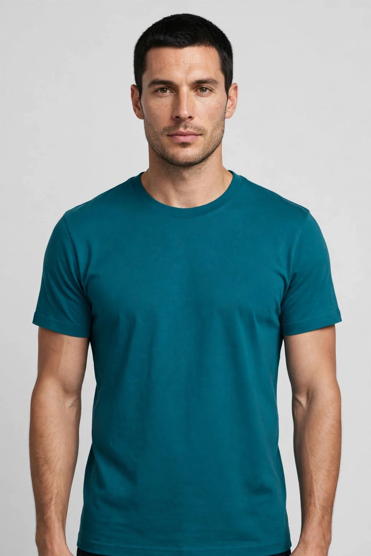Men Teal Solid T-Shirt