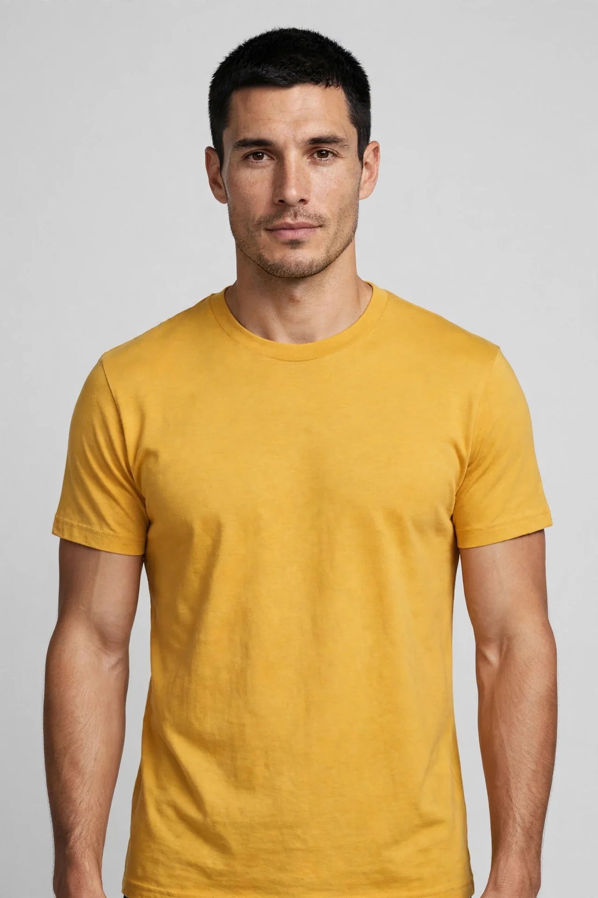 Men Mustard Yellow Solid T-Shirt