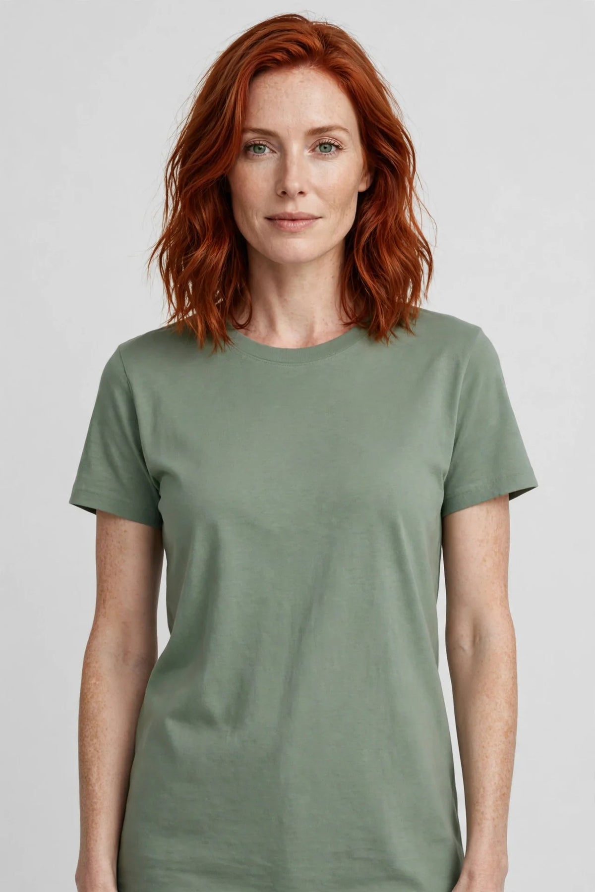 Women Sage Green Solid T-Shirt