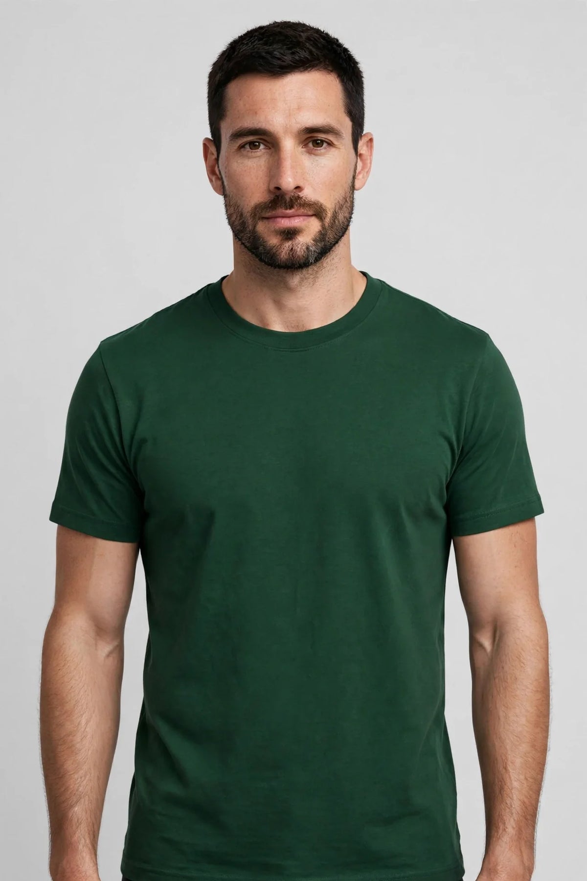 Men Forest Green Solid T-Shirt