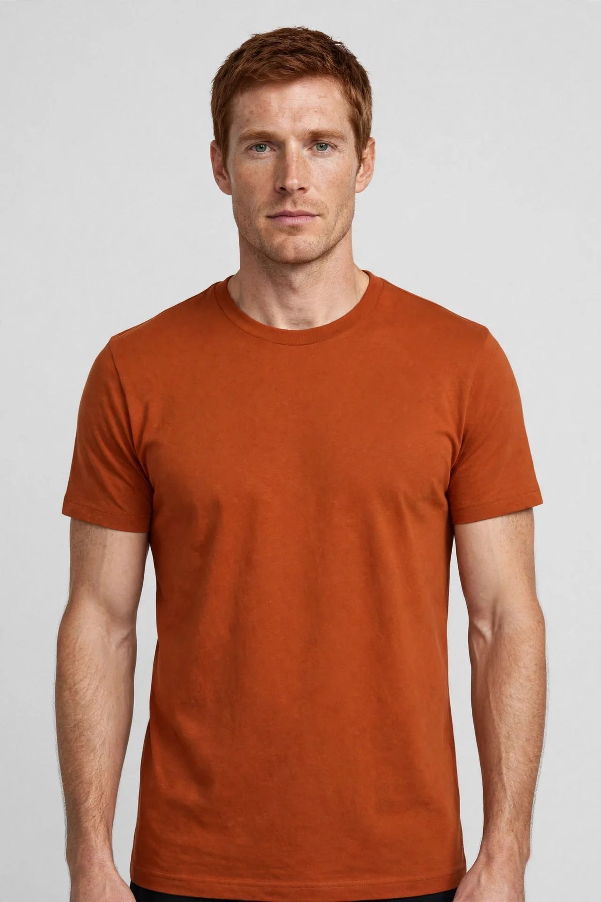 Men Rust Orange Solid T-Shirt