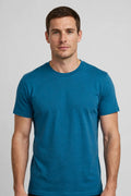 Men Teal Blue Solid T-Shirt