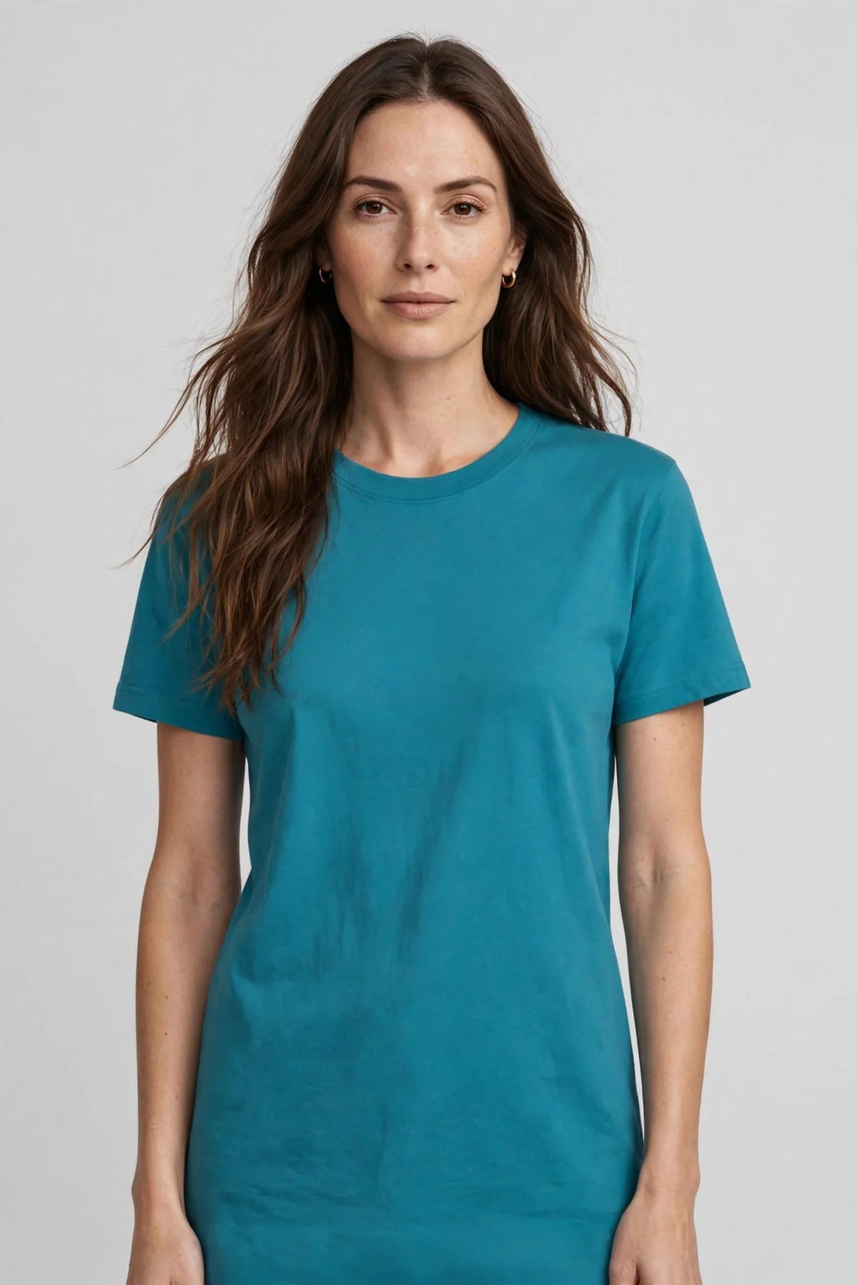 Women Teal Solid T-Shirt