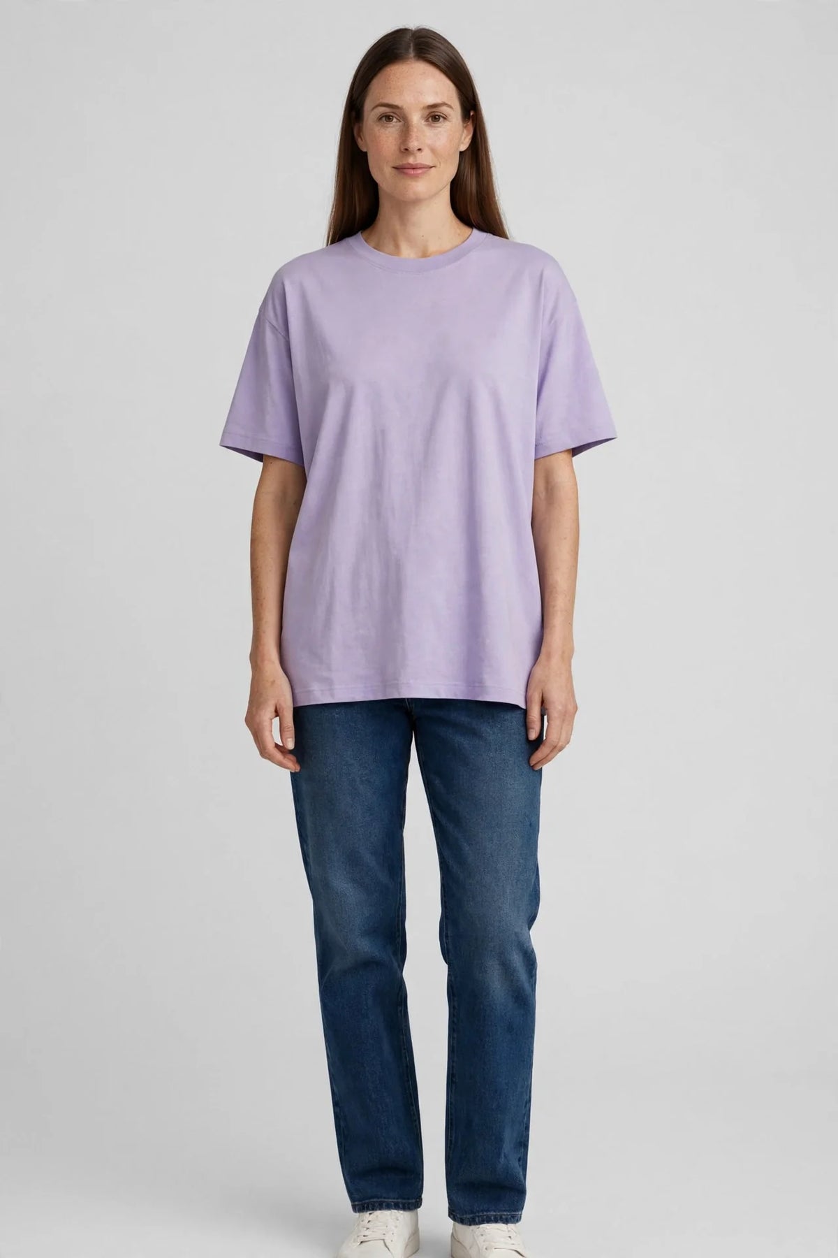 Women Lavender Plain Oversized T-Shirt