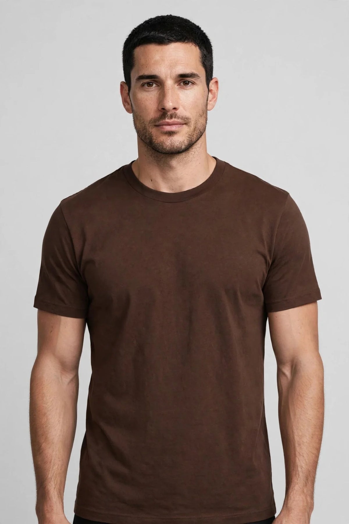 Men Chocolate Brown Solid T-Shirt
