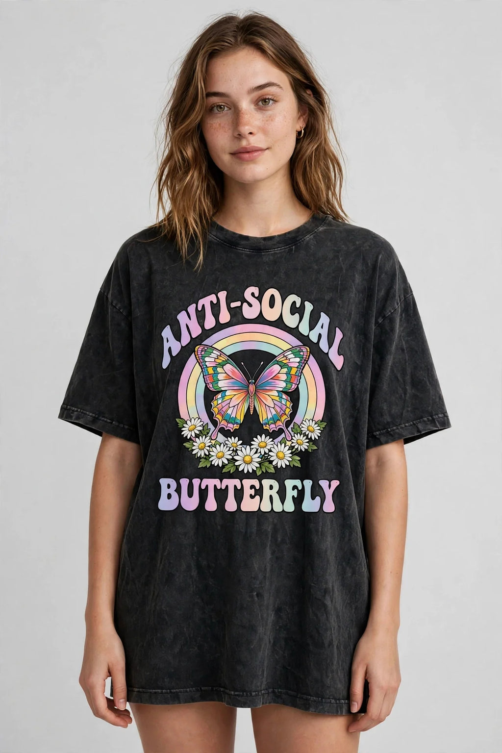 Pineberry Anti-Social Butterfly Oversized Tee