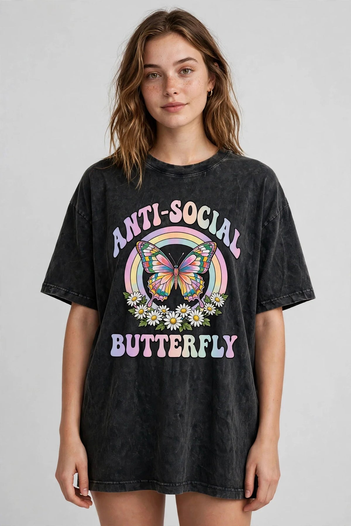 Pineberry Anti-Social Butterfly Oversized Tee