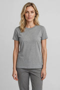 Women Grey Melange Solid T-Shirt - front view