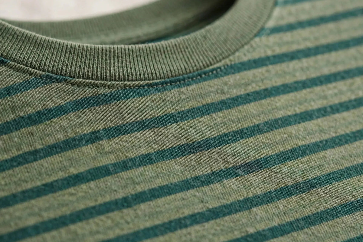 Men Green Striped T-Shirt