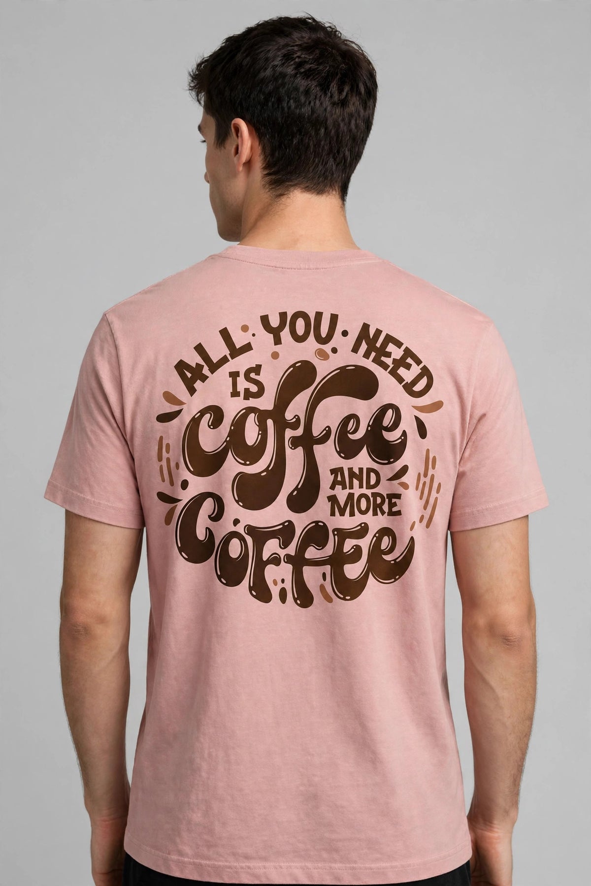 Coffee O'Clock Minimal Tee – Half Sleeve 180 GSM – worn by actor, back view
