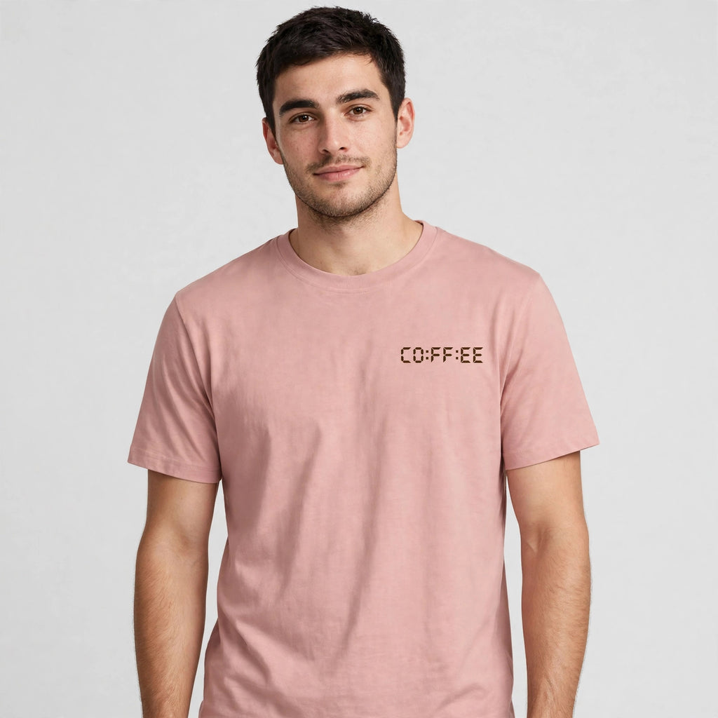 Coffee O'Clock Minimal Tee – Half Sleeve 180 GSM – worn by actor, front view