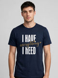I Have / I Am Couple T-Shirt Set – 180 GSM – worn by actor, front view — men's navy