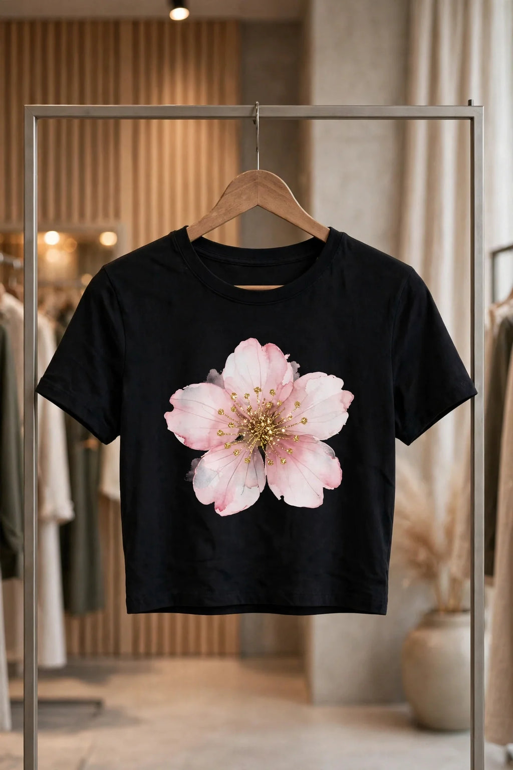 Pineberry Pink Flower Crop Top