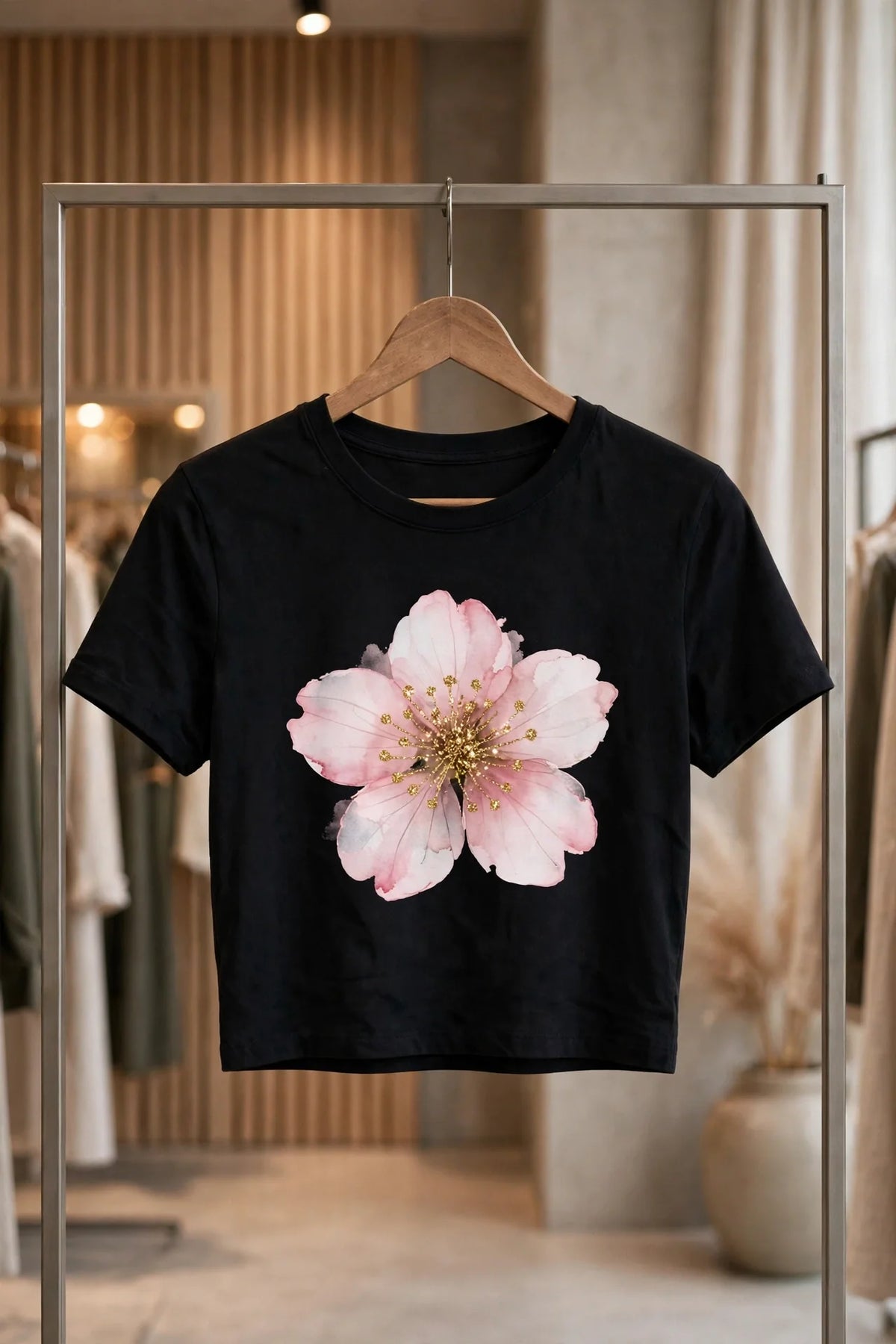 Pineberry Pink Flower Crop Top
