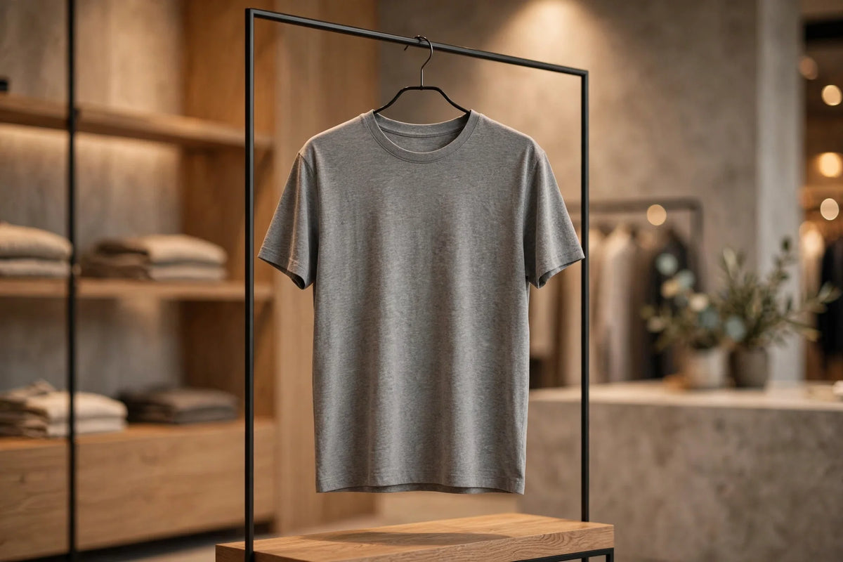 Men Grey Melange Solid T-Shirt