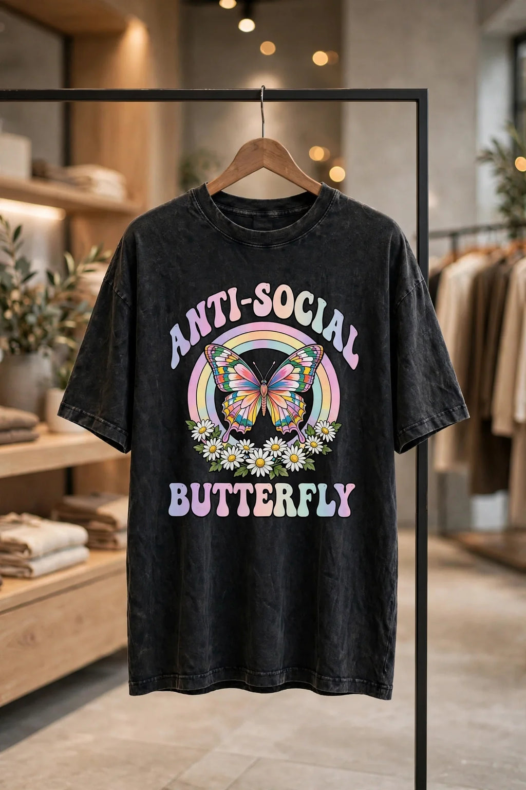 Pineberry Anti-Social Butterfly Oversized Tee