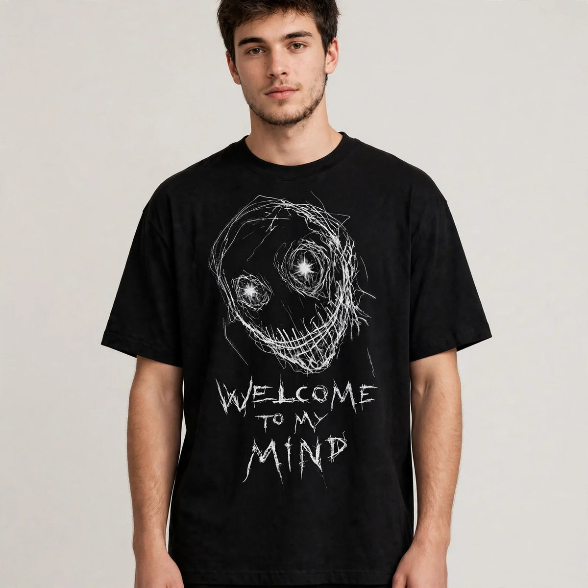Mind Monster Unisex Black Oversized T-Shirt