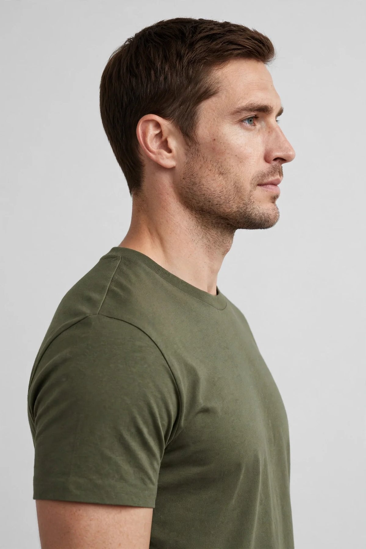 Men Olive Green Solid T-Shirt