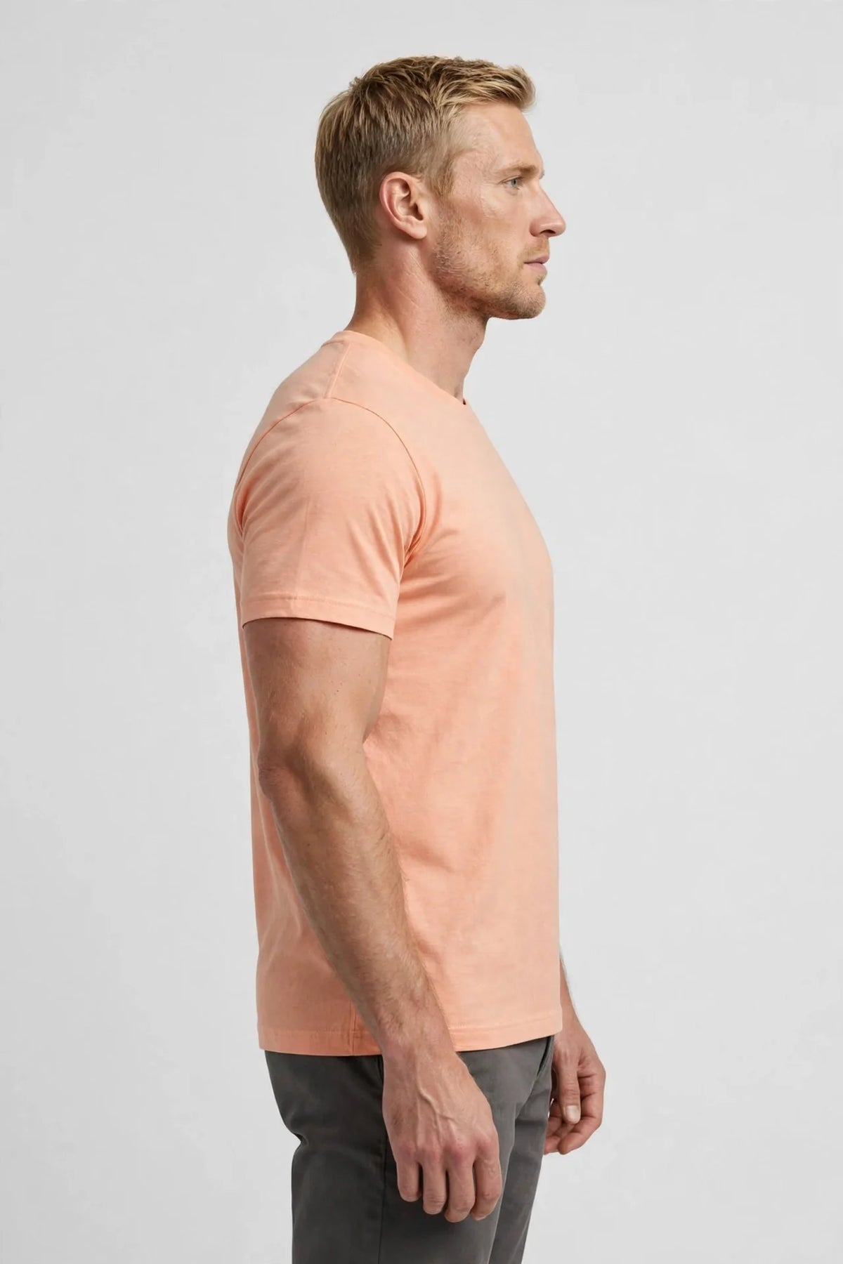 Men Peach Solid T-Shirt