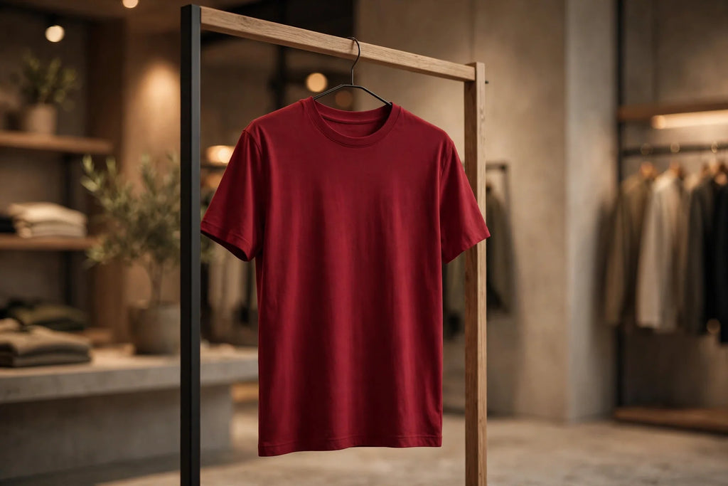 Men Wine Red Solid T-Shirt