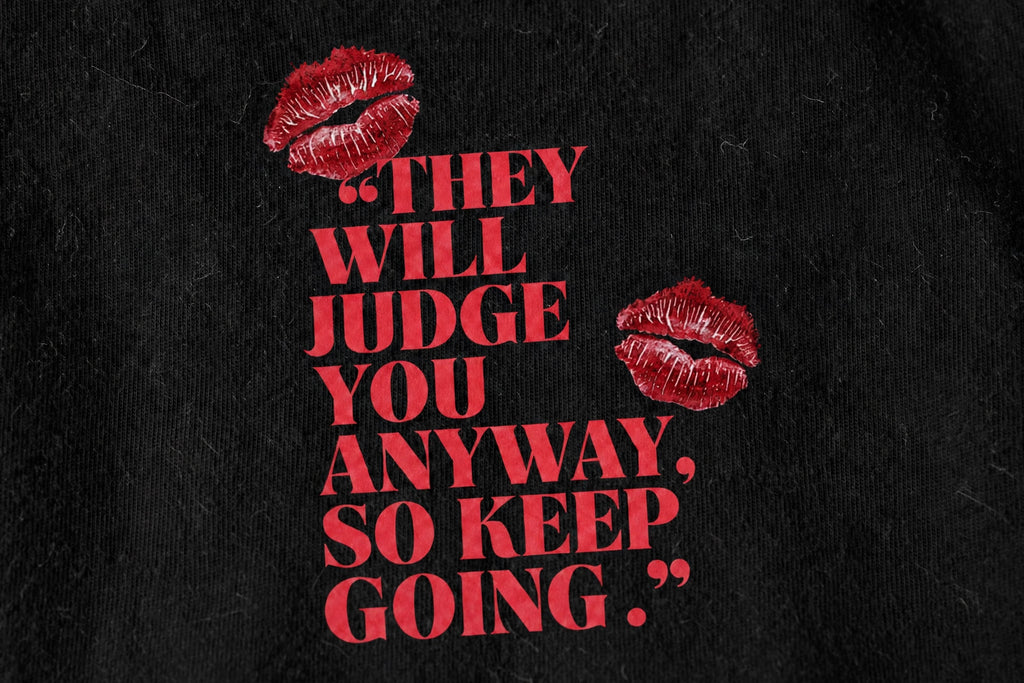 Keep Going Graphic Crop Top – 180 GSM – print detail close-up