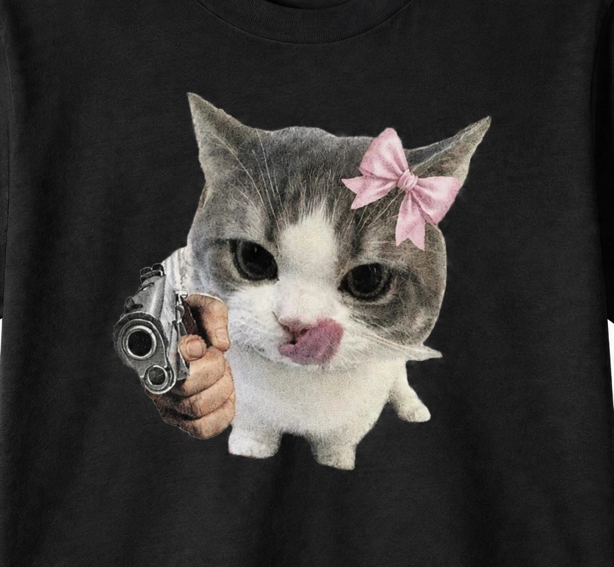 Cat Meme Graphic Crop Top – 180 GSM – print detail close-up