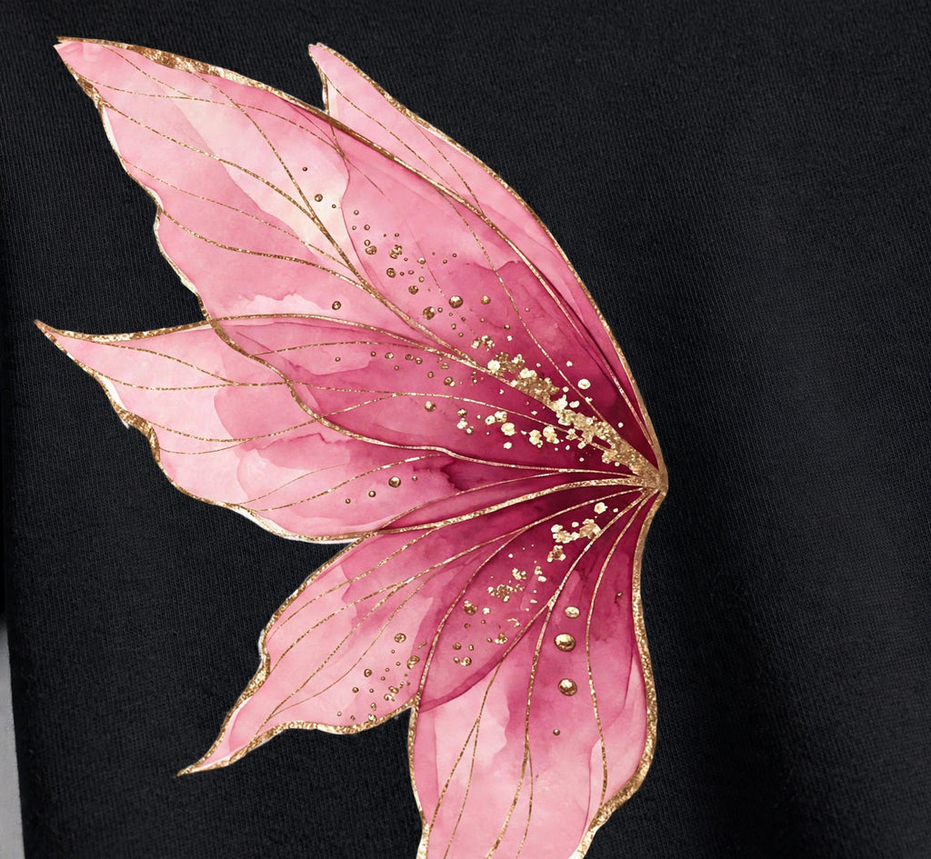 Soft Grunge Petal Graphic Crop Top – 180 GSM – print detail close-up