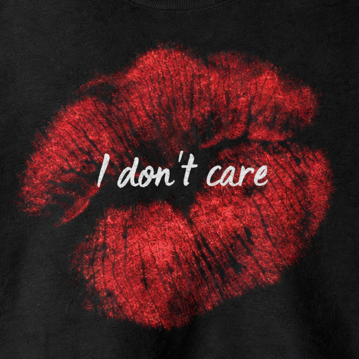 I Don't Care Graphic Crop Top – 180 GSM – print detail close-up