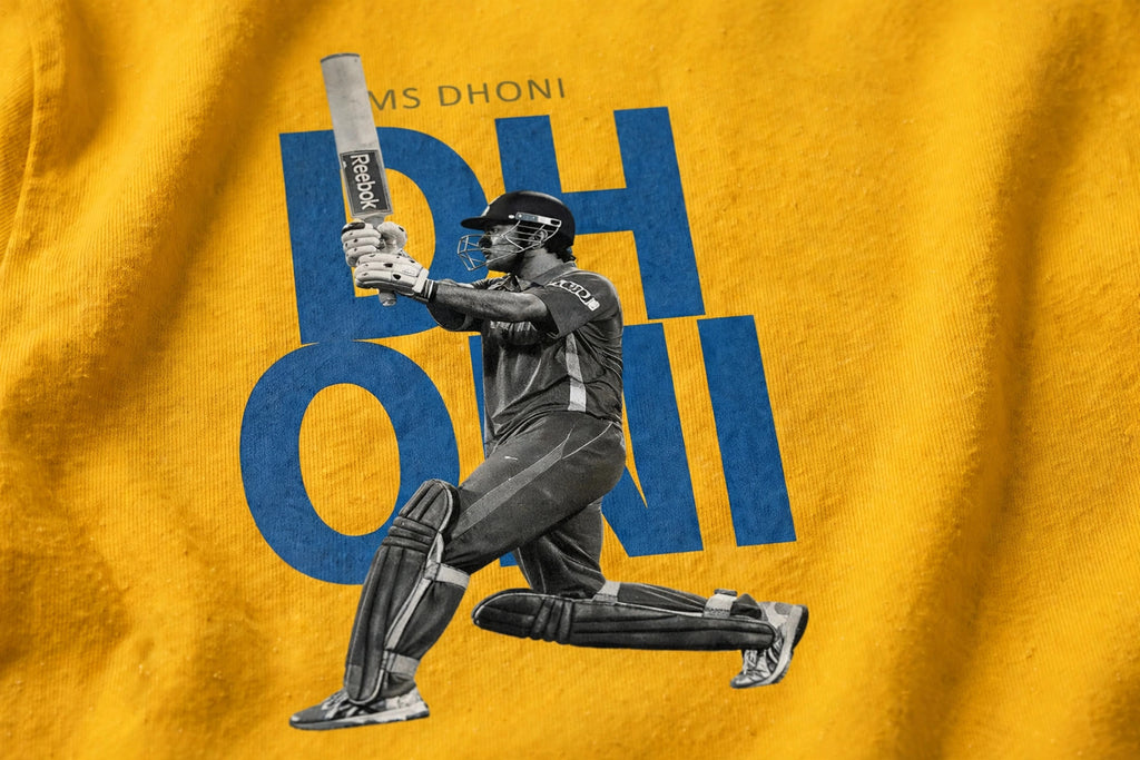 MS Dhoni Cricket Tee – Half Sleeve 180 GSM – print detail close-up