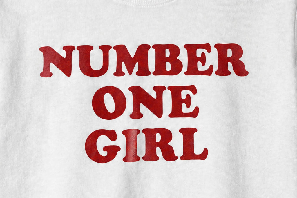 Number One Girl Graphic Crop Top – 180 GSM – print detail close-up