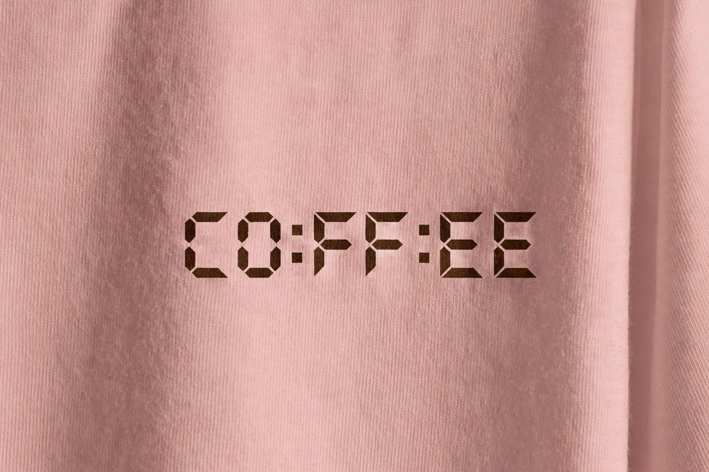 Coffee O'Clock Minimal Tee – Half Sleeve 180 GSM – print detail close-up