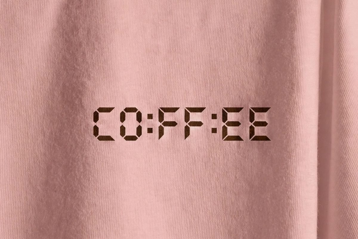 Coffee O'Clock Minimal Tee – Half Sleeve 180 GSM – print detail close-up