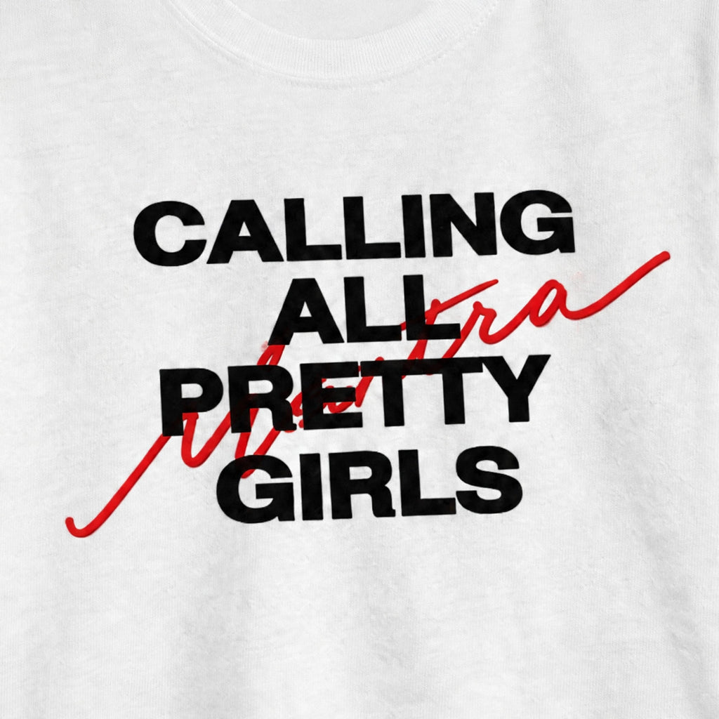 Calling All Pretty Girls Graphic Crop Top – 180 GSM – print detail close-up