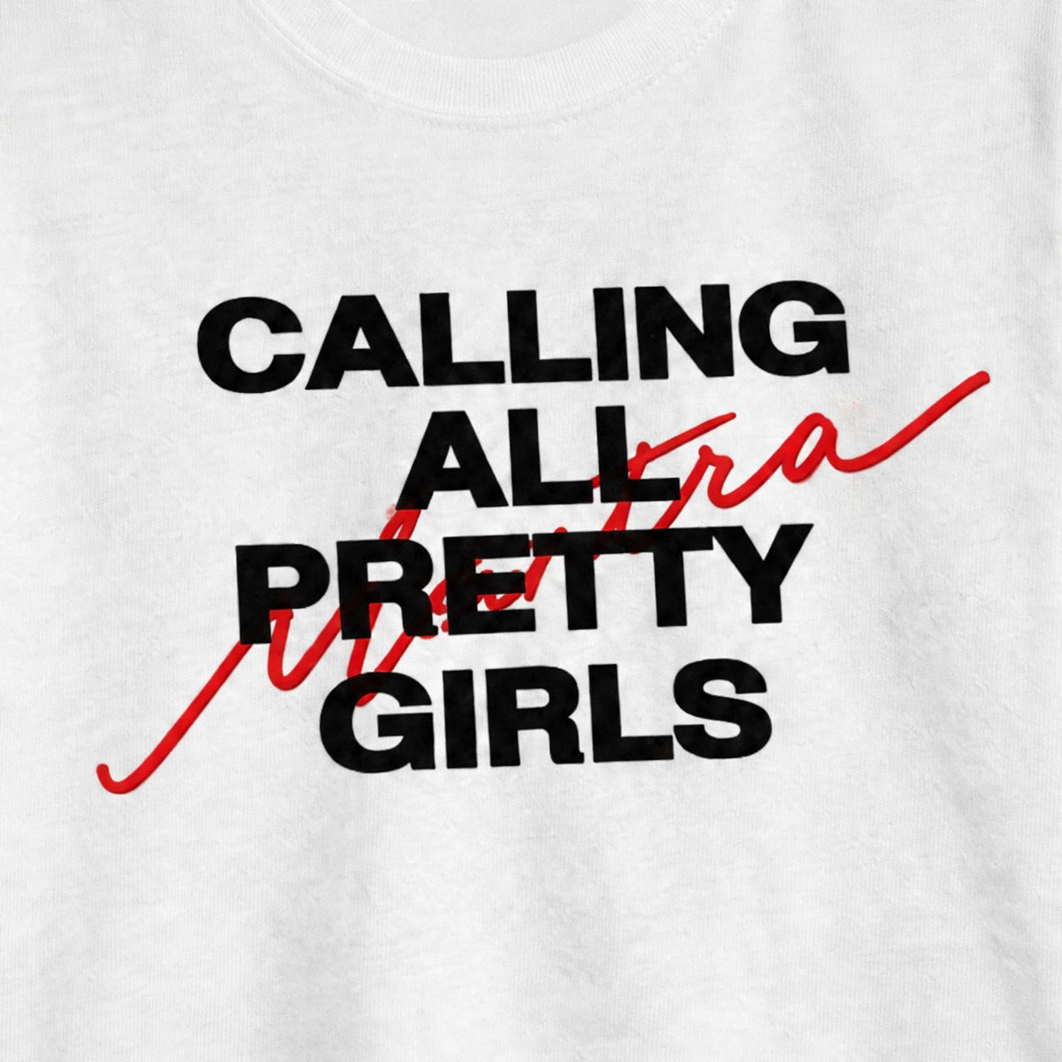 Calling All Pretty Girls Graphic Crop Top – 180 GSM – print detail close-up