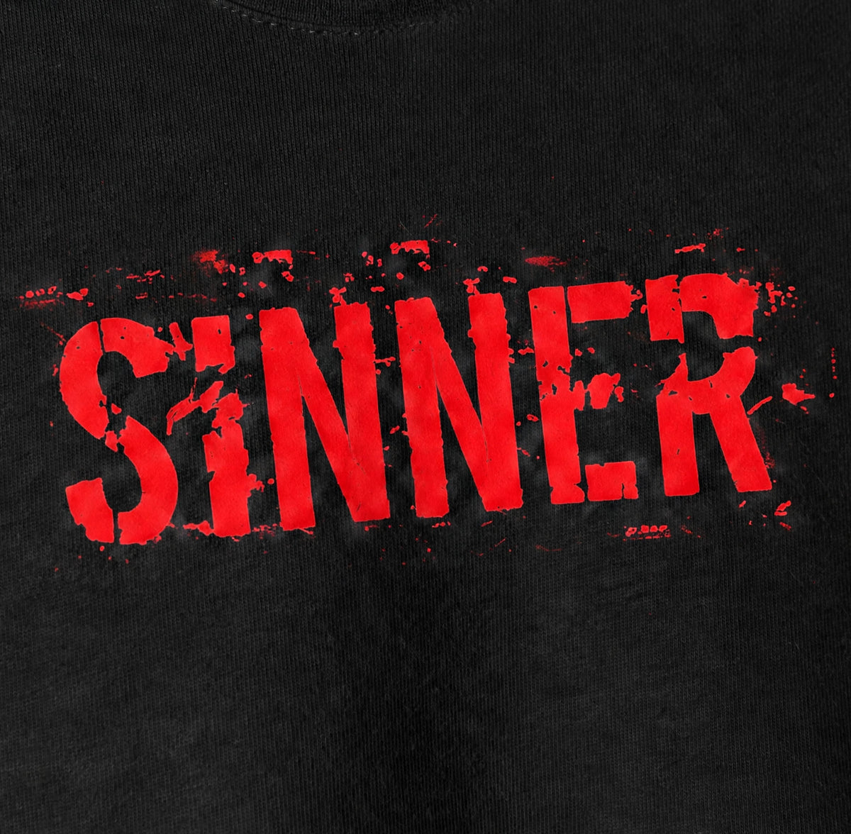 Sinner Graphic Crop Top – 180 GSM – print detail close-up