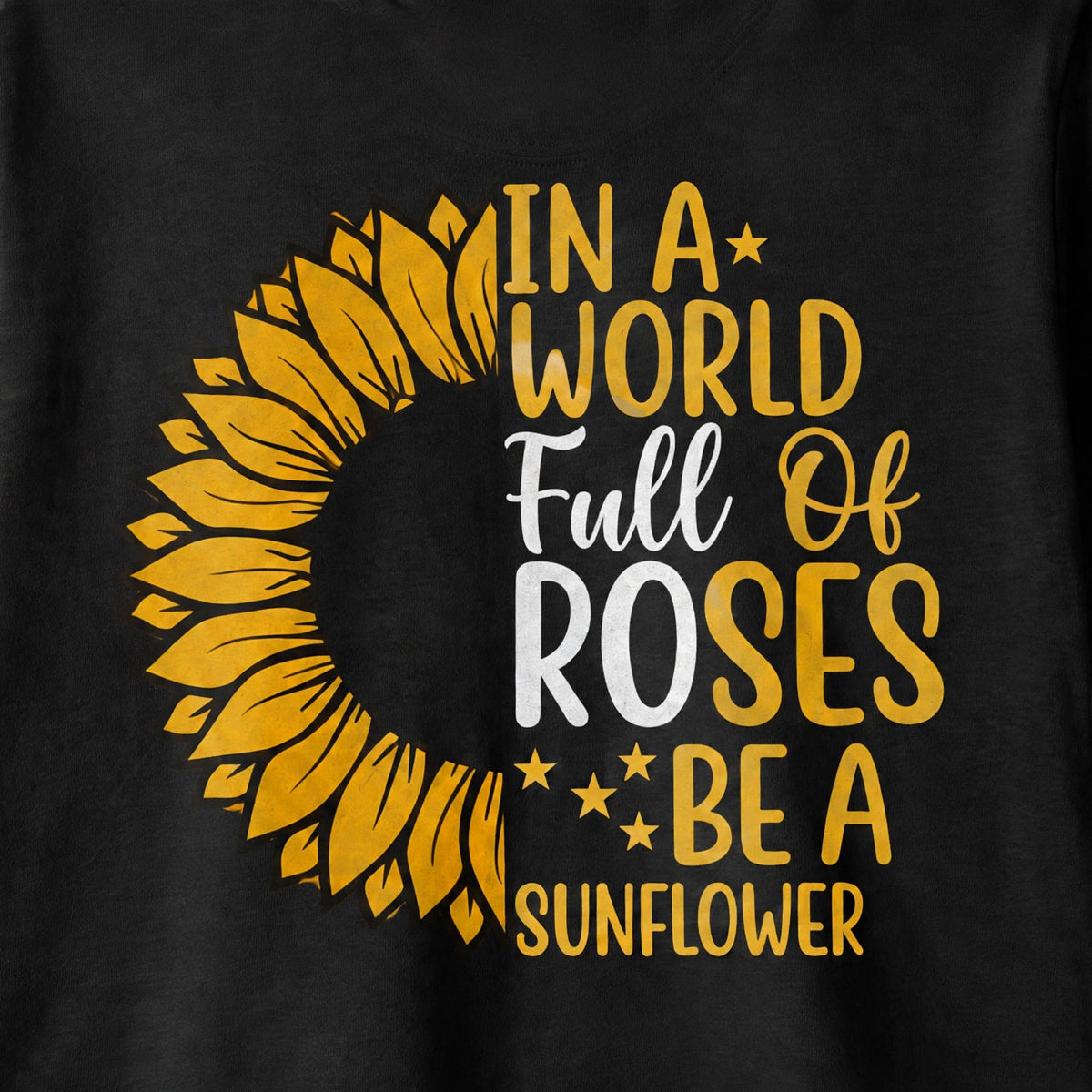 Sunflower Graphic Crop Top – 180 GSM – print detail close-up